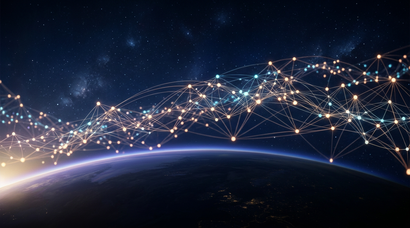Abstract technology and Earth imagery representing platform engineering