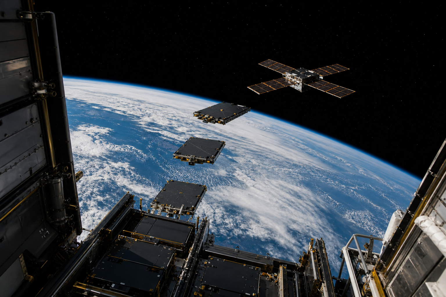 DreamShip deploying Dreamlink satellites in orbit